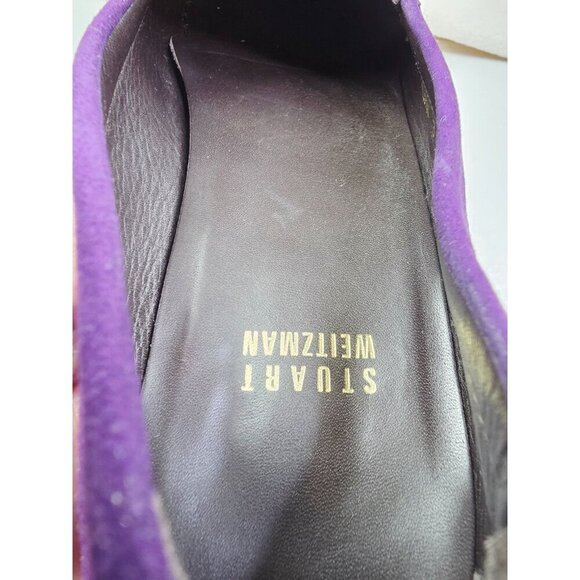 Stuart Weitzman Size 7M Women Purple Suede Leather Jeweled Slip On Loafers Spain - Picture 4 of 13